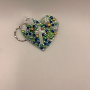 Heart Keychain with Beads and Cross